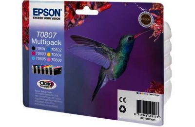 Epson T0807 Hummingbird Standard Ink Cartridge - Pack of 6